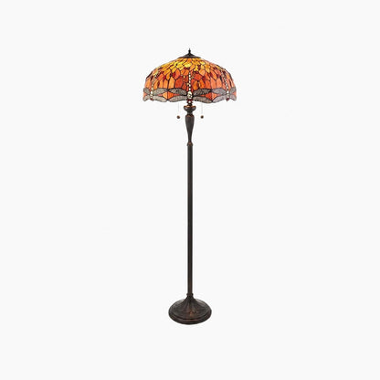 TF Dragonfly Motif Floor Lamp – Vintage Stained-Glass for Living Rooms
