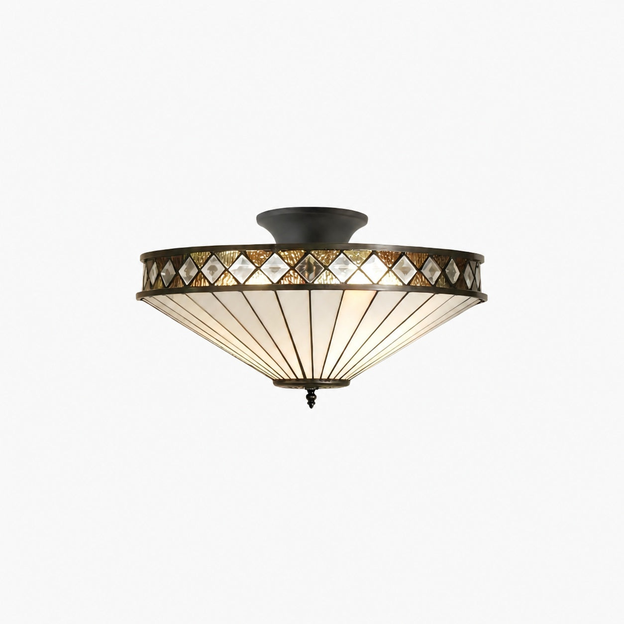 TF Fargo Semi-Flush Ceiling Lamp — A Classic Deco Light with a Decorative Glass Shade for Multi room Use