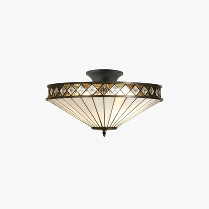 TF Fargo Semi-Flush Ceiling Lamp — A Classic Deco Light with a Decorative Glass Shade for Multi room Use