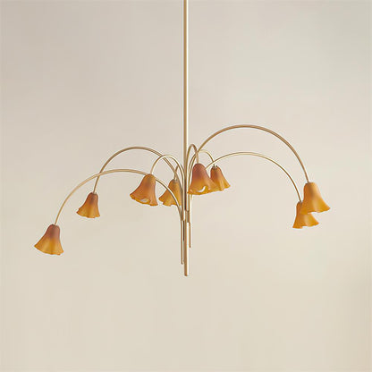Bellina Sculptural Glass Lily Chandelier – Modern Romantic Pendant Light for High Ceilings