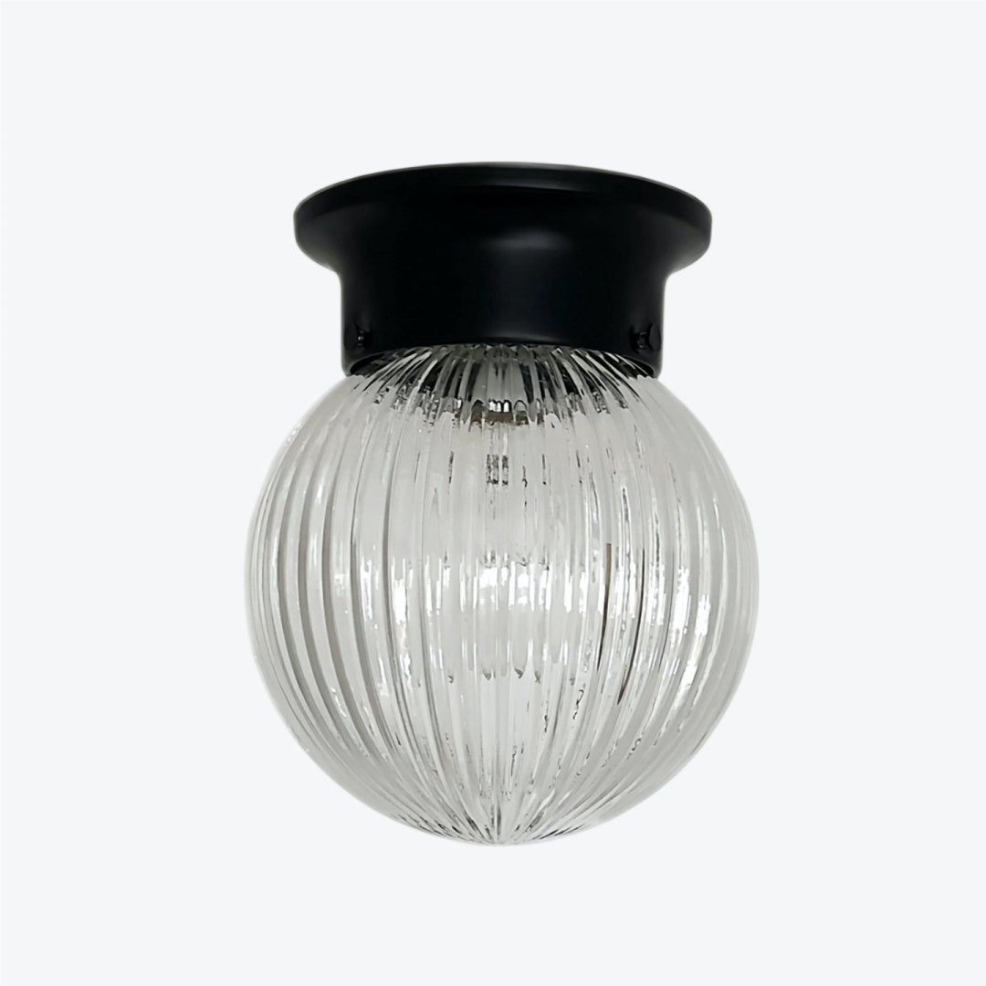 Minimalist Glass Ceiling and Black Metal Lamp