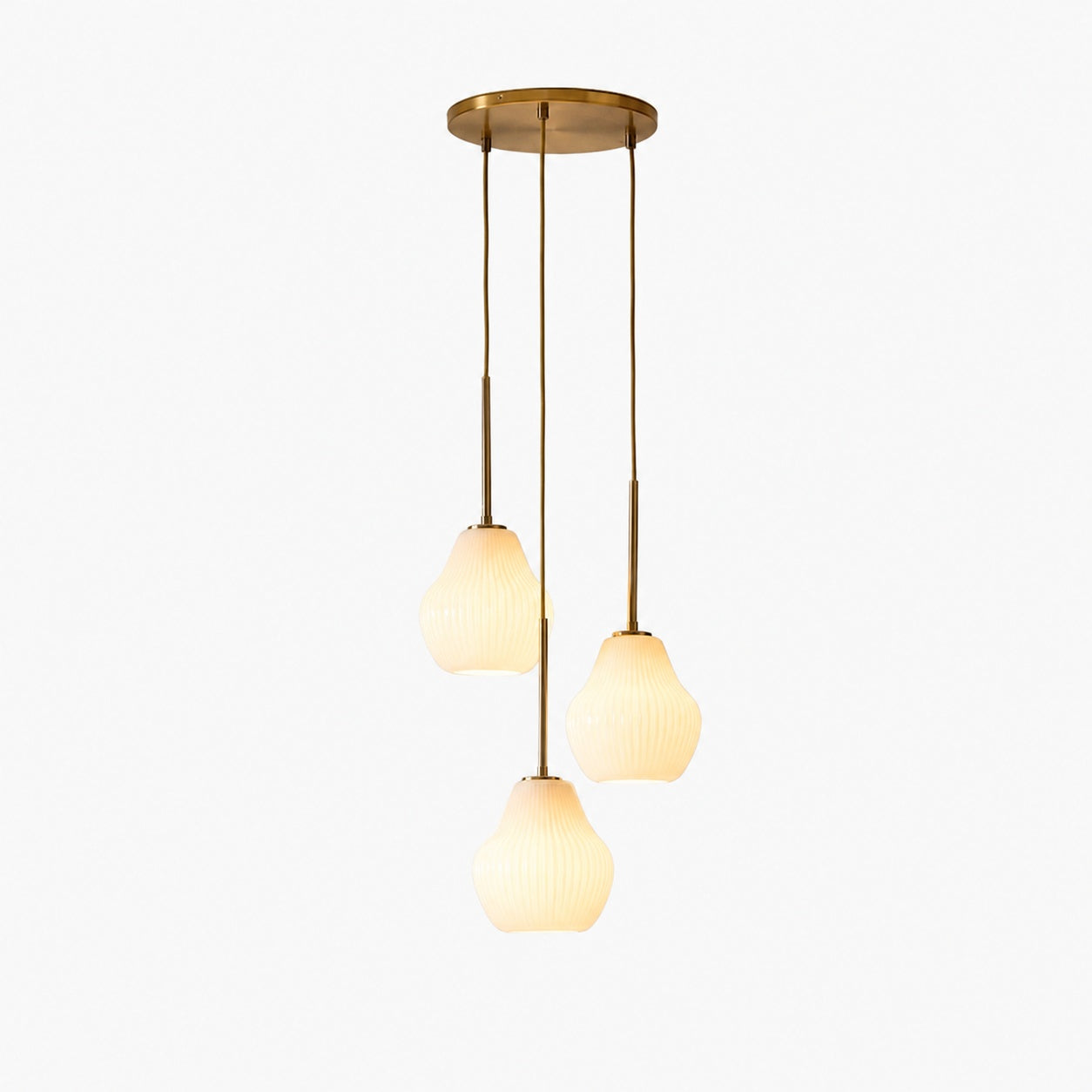 Rivrona Kronleuchter aus geripptem Glas mit 3 Lichtern – Skulpturale moderne Beleuchtung für Zuhause