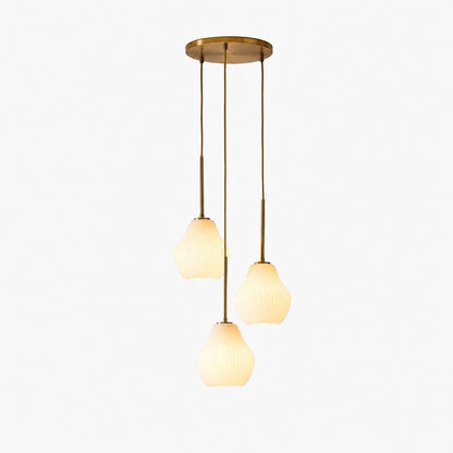 Rivrona Kronleuchter aus geripptem Glas mit 3 Lichtern – Skulpturale moderne Beleuchtung für Zuhause