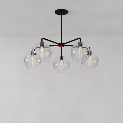 Selvion Elegant 5-Light Globe Chandelier – Modern Glass Pendant Lighting Fixture