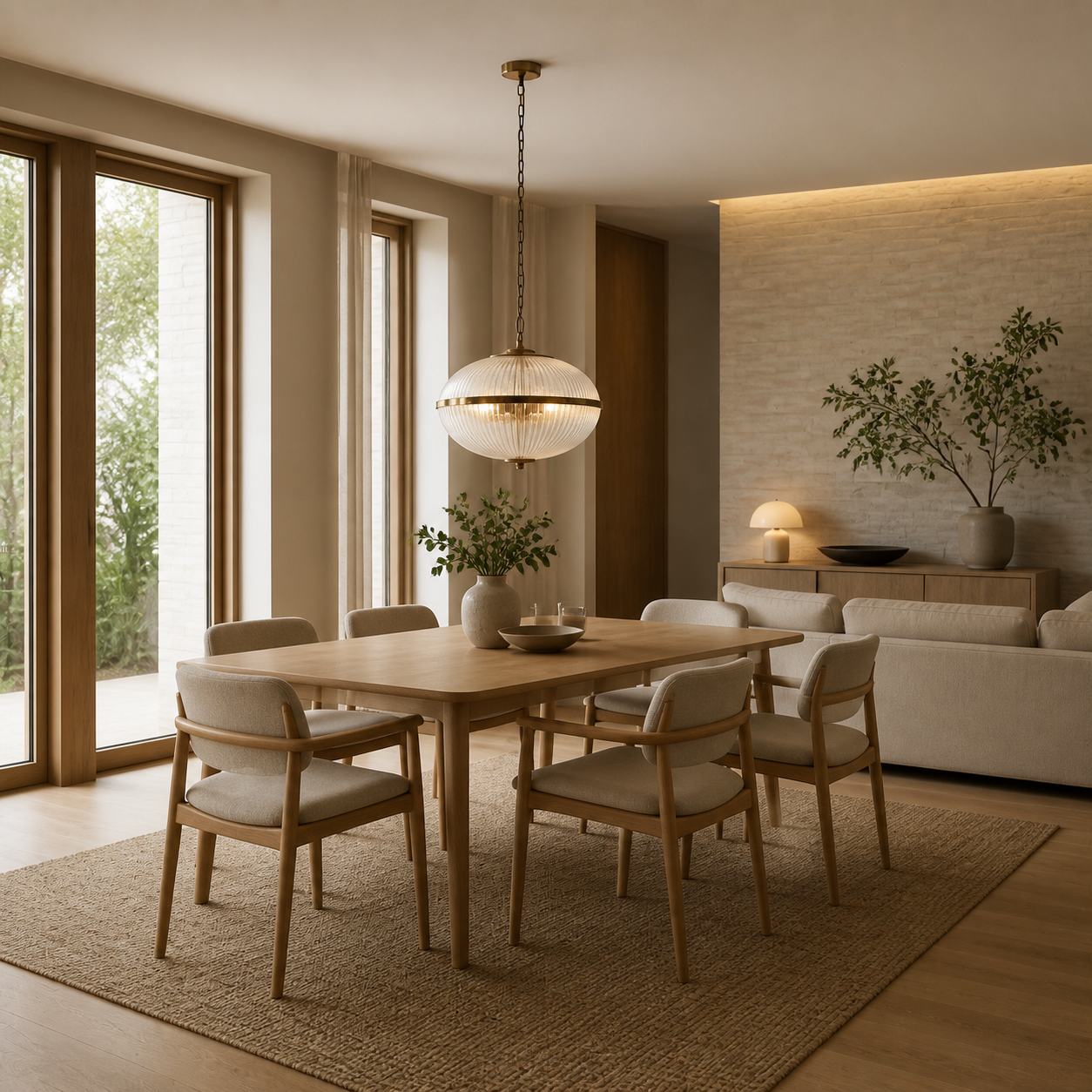 Moderne Luntra Pendelleuchte mit mehreren Leuchten und strukturiertem Glas für Schlafzimmer und Flure