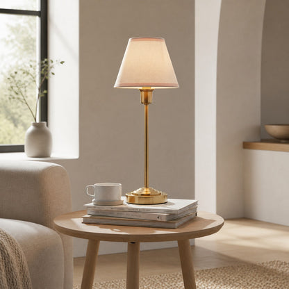 Bronzuno Schreibtischlampe mit strukturiertem Stoffbezug – Moderne Leuchte mit Metallfuß für Büros oder Lounges