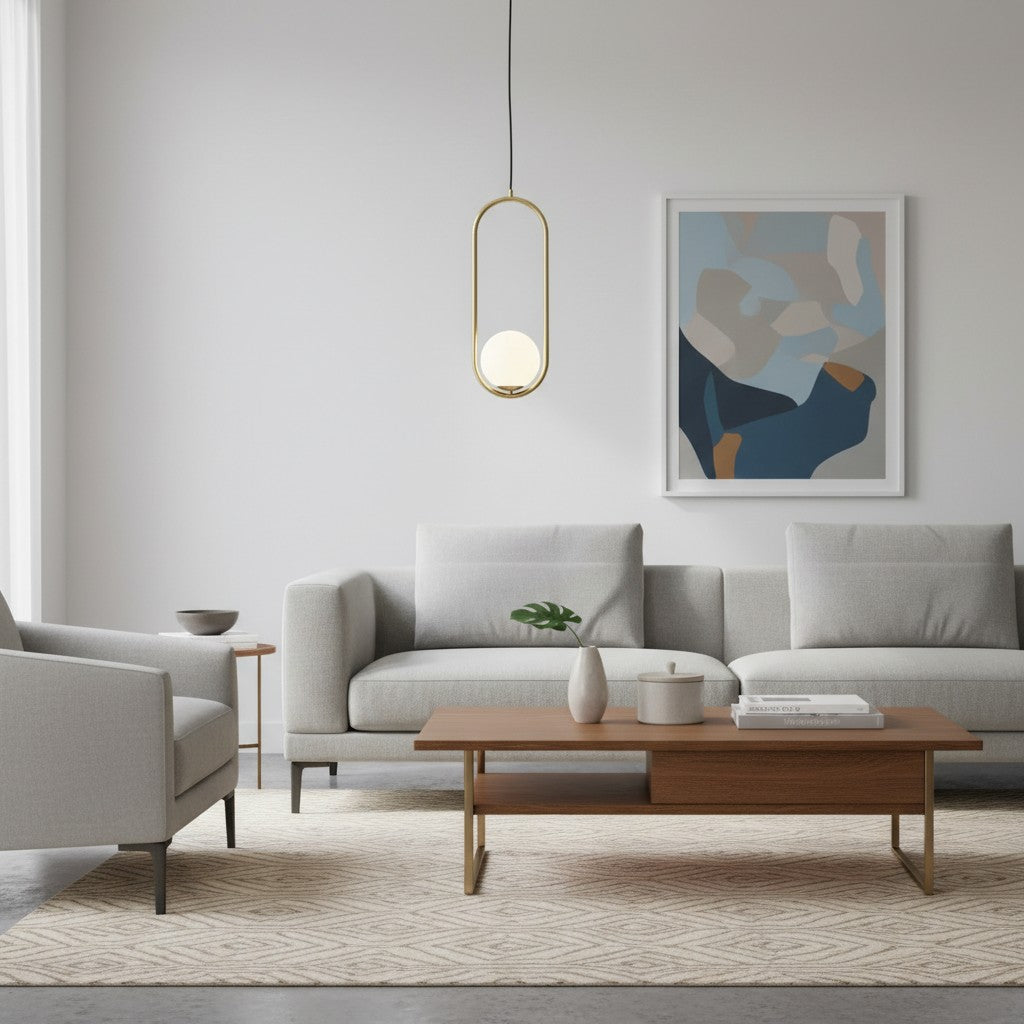 Halozen Modern Pendant Light - Soft Oval Profile Design Decorative Hanging Lamp for Living Room