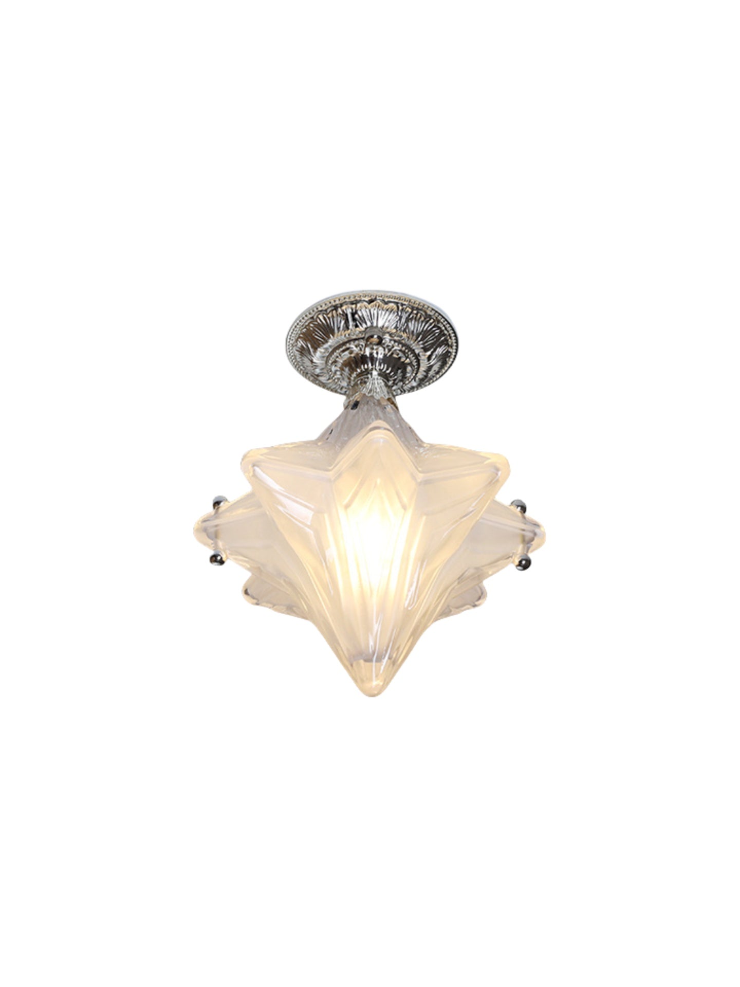 Art Deco Star Ceiling Lamp – Frosted Glass Fixture for Hallway & Entryway – Astris Ceres