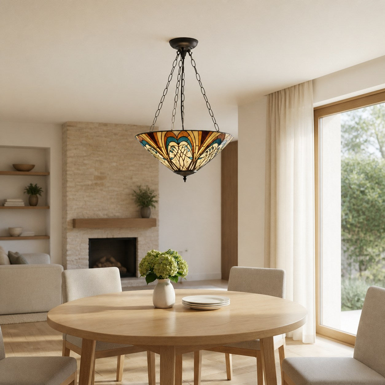 TF Hector Deckenleuchte – Handgefertigtes Buntglas-Design, Einbau- oder Pendelleuchte für Zuhause