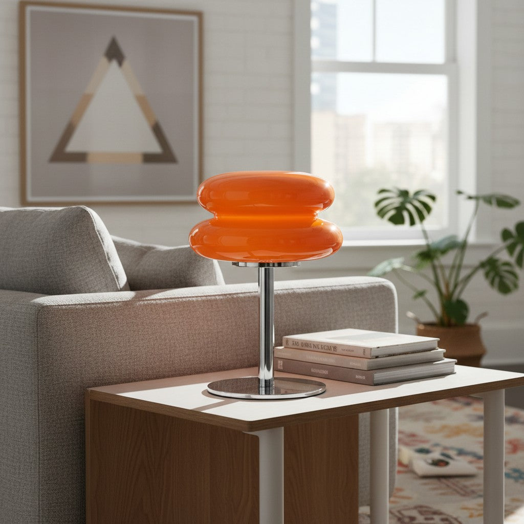 Glasentro Bauhaus Table Lamp Geometric Glass Design Modern Accent for Living Room N12