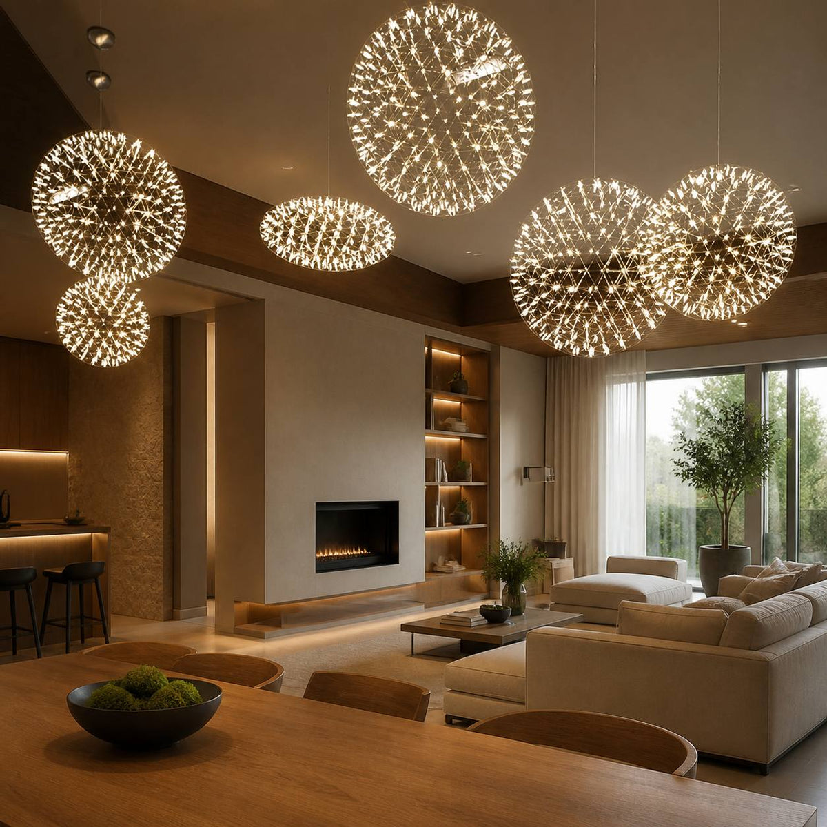 Silver Spark Ball Pendant Light