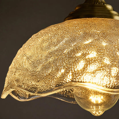 Close-up of scalloped pressed glass texture