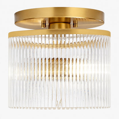 Rilona Striped Glass Drum Ceiling Fixture — Classic Semi-Flush Light for Bedroom or Office U13