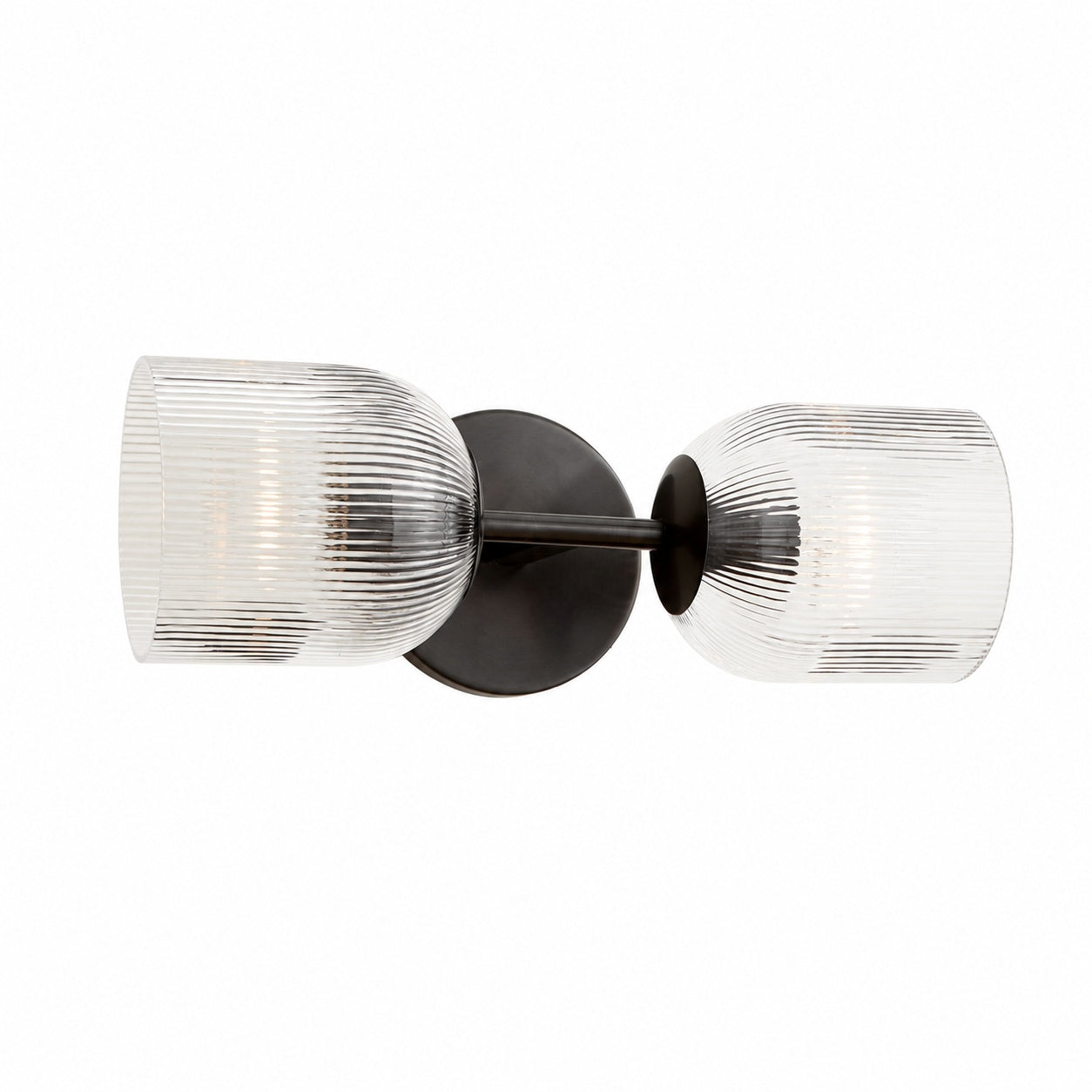 Bravira Wandleuchte aus geripptem Glas – Wandleuchte aus Metall mit klarem Glasschirm