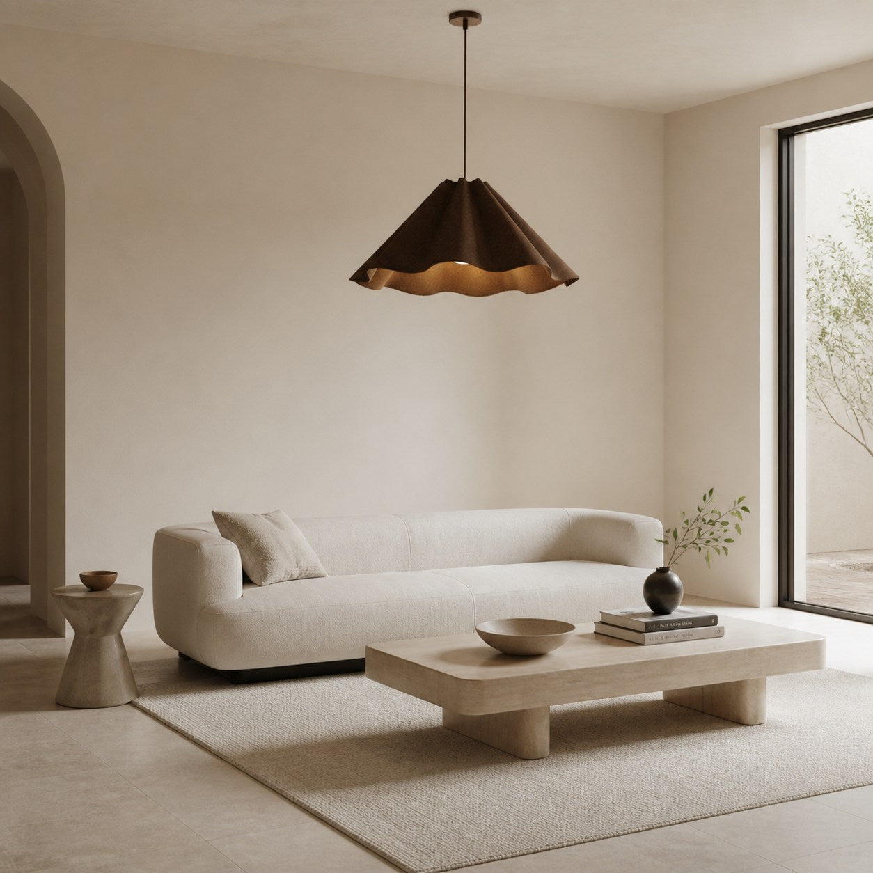 Weavara Sculptural Fabric & Metal Pendant Light — Modern Hanging Lamp for Dining or Living Rooms