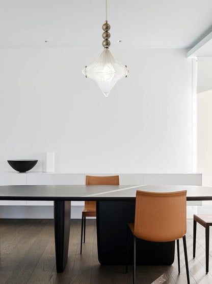 Art Deco Astris Elara Star Pendant Light – Frosted Glass Pendant with Geometric Style