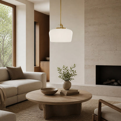 Lirra Opal Glass Pendant Light - Modern Adjustable Metal Drop for Kitchen and Dining