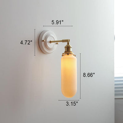 Japanische Vintage Wandlampe aus Keramik und Messing mit 1 Leuchte