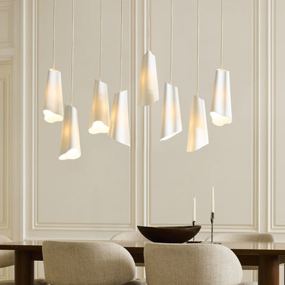 Orovia Ceramic Shade Chandelier – Iron Pendant Adjustable Height Design