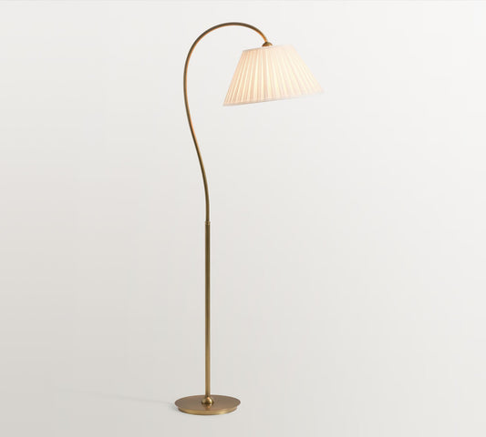 Luvora Contemporary Farmhouse Task Floor Light with Textured Linen Shade for Workspaces