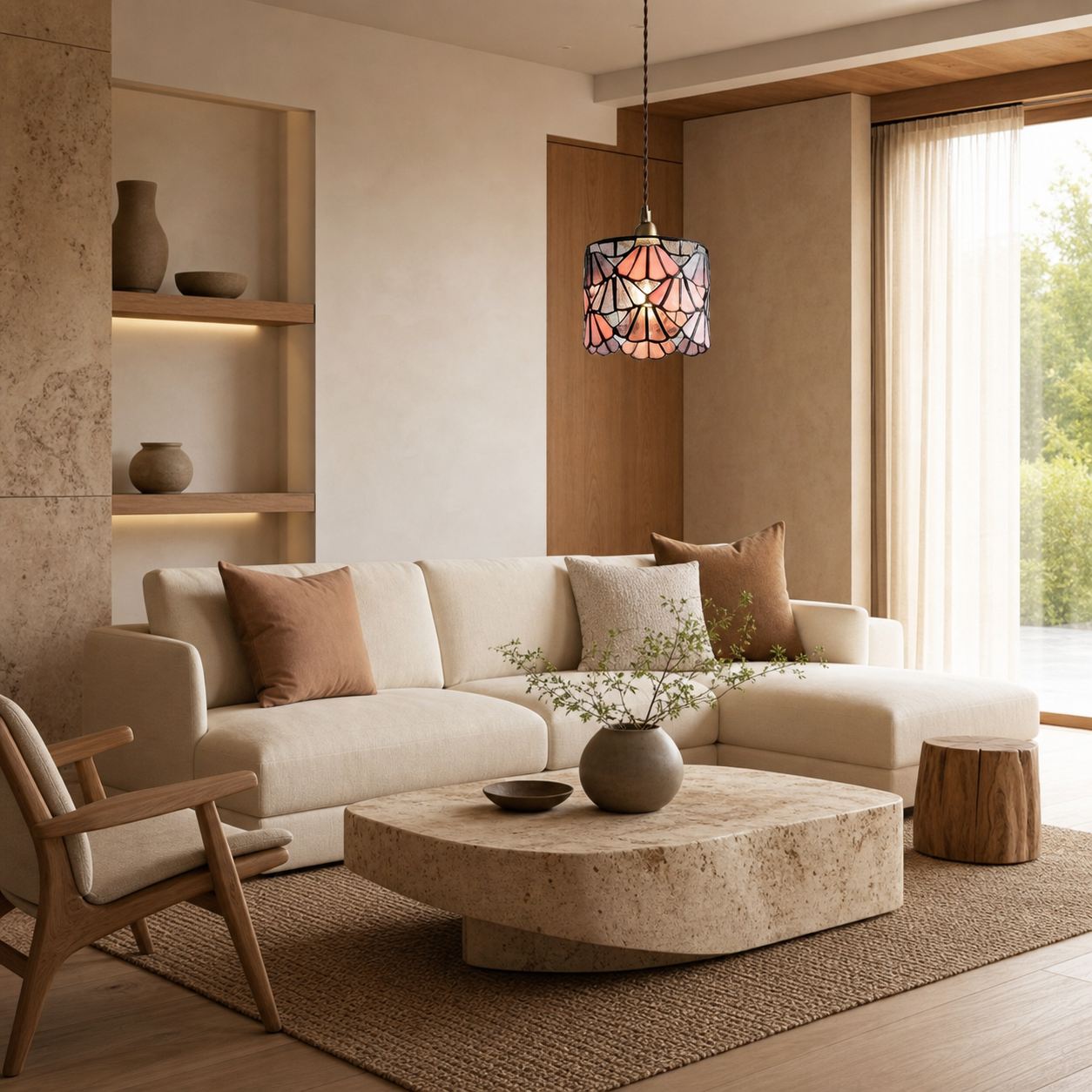 Vintagia Tiffany Inspired Pendant Light Fixture – Artistic Glass Shade Pendant for Dining Island and Entryway