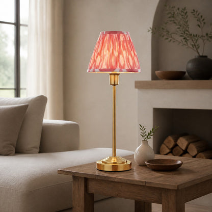 Bronzuno Tischleuchte mit gemustertem Stoff – Ausführung in Messing oder Bronze, modern-bohemischer Stil, ideal für Nachttisch und Wohnzimmer