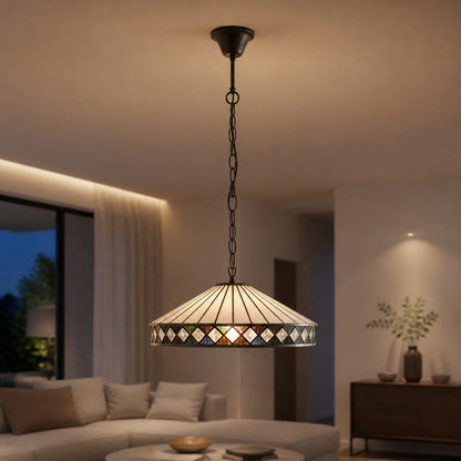 TF Fargo Pendant Light - Tiffany Style Lighting with an Art Deco Shade and Adjustable Chain