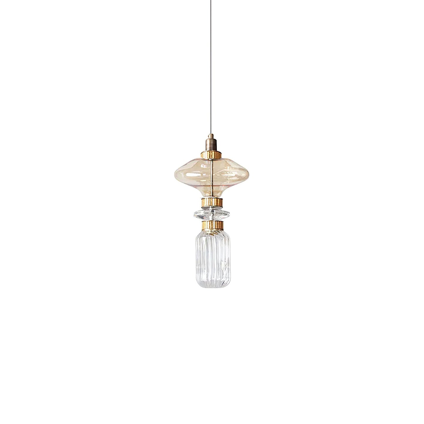 Minimalistische Ballett-Pendelleuchte - Eisen-Metall-Glas-Gold-Bernstein-Innenbeleuchtung