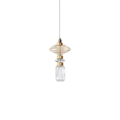 Minimalistische Ballett-Pendelleuchte - Eisen-Metall-Glas-Gold-Bernstein-Innenbeleuchtung