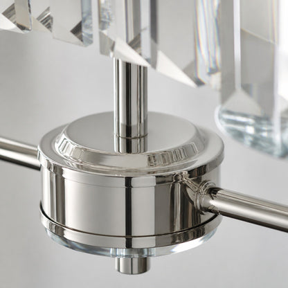 Beveline 4-Light Linear Ceiling Pendant With Cut Faceted Glass - Sleek Metal Frame For Dining