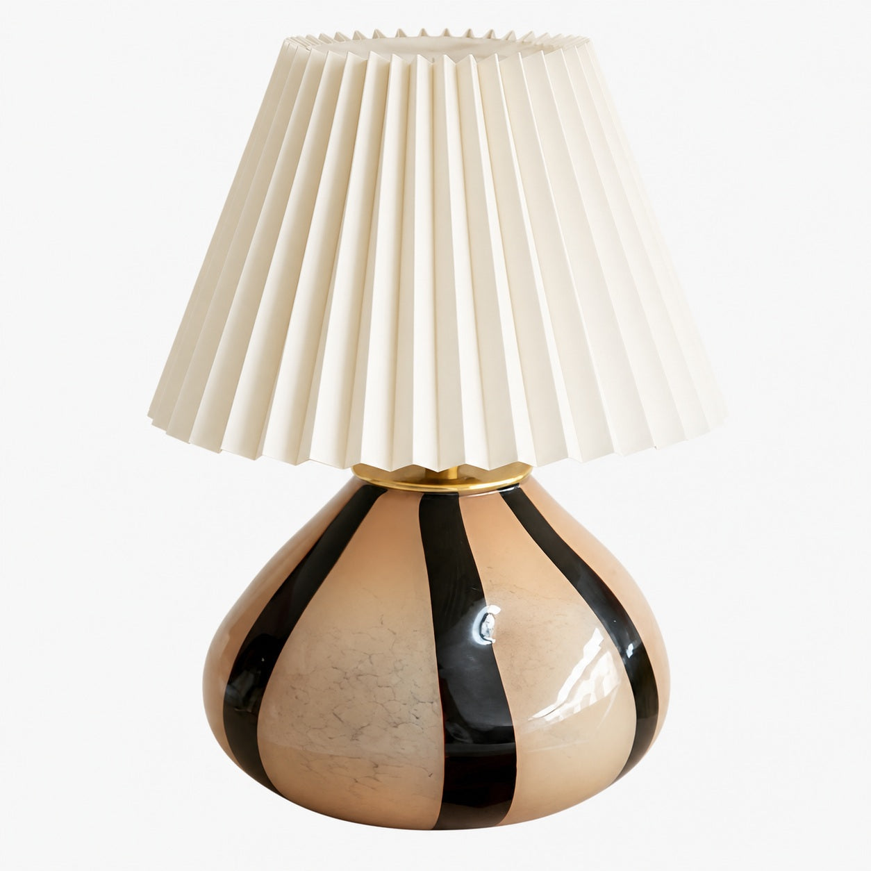 Undara Table Lamp - Pleated Fabric Shade Glass-Base Decorative Lamp for Living Room