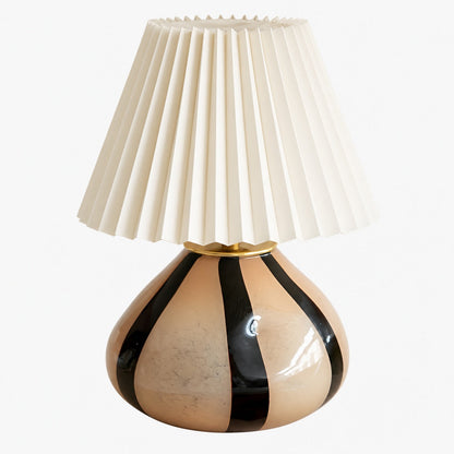 Undara Table Lamp - Pleated Fabric Shade Glass-Base Decorative Lamp for Living Room