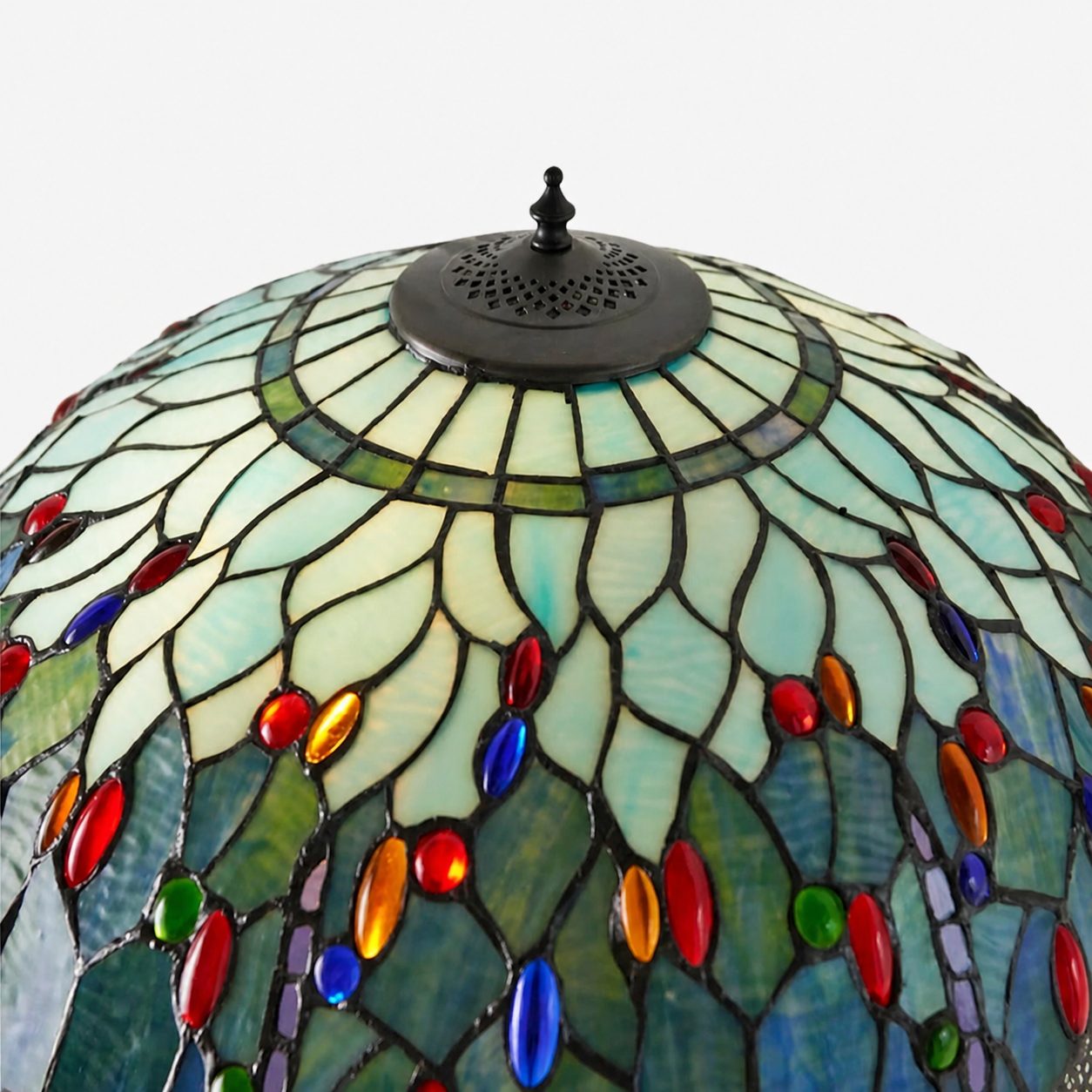 TiffStar Art Glass Floor Lamp with Ornamental Pattern Shade – Standing Light for Living Rooms