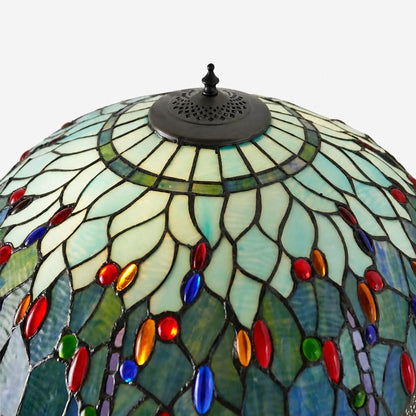 TiffStar Art Glass Floor Lamp with Ornamental Pattern Shade – Standing Light for Living Rooms