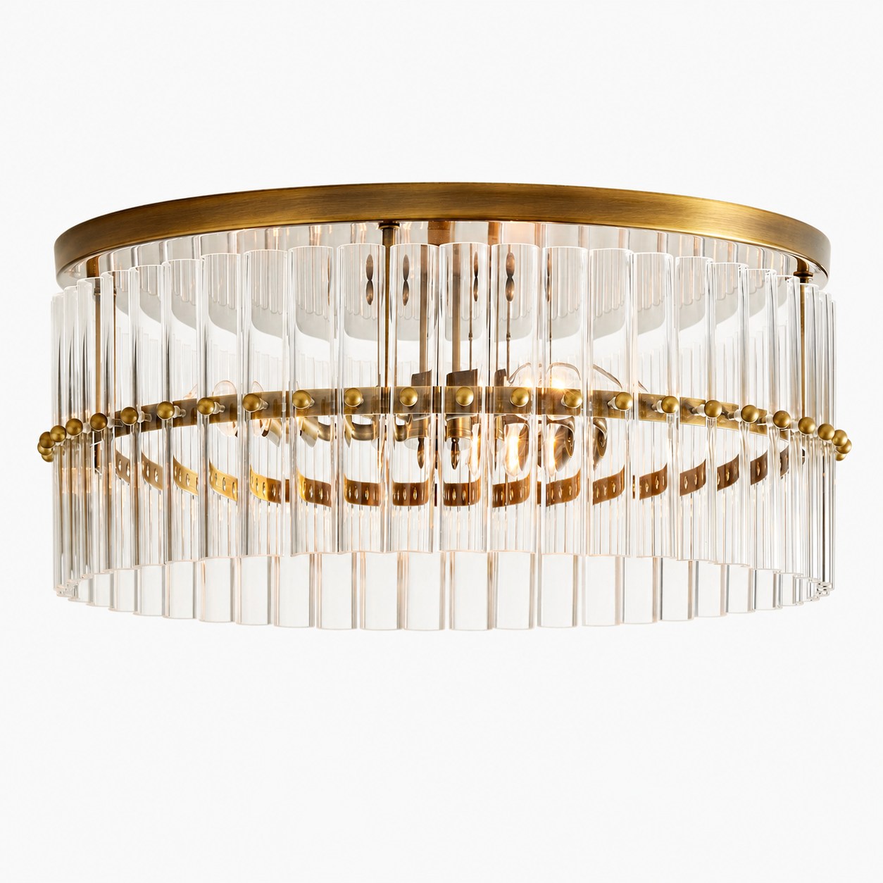 Lumora Crystal Flush Mount – Elegante Deckenleuchte aus Messing