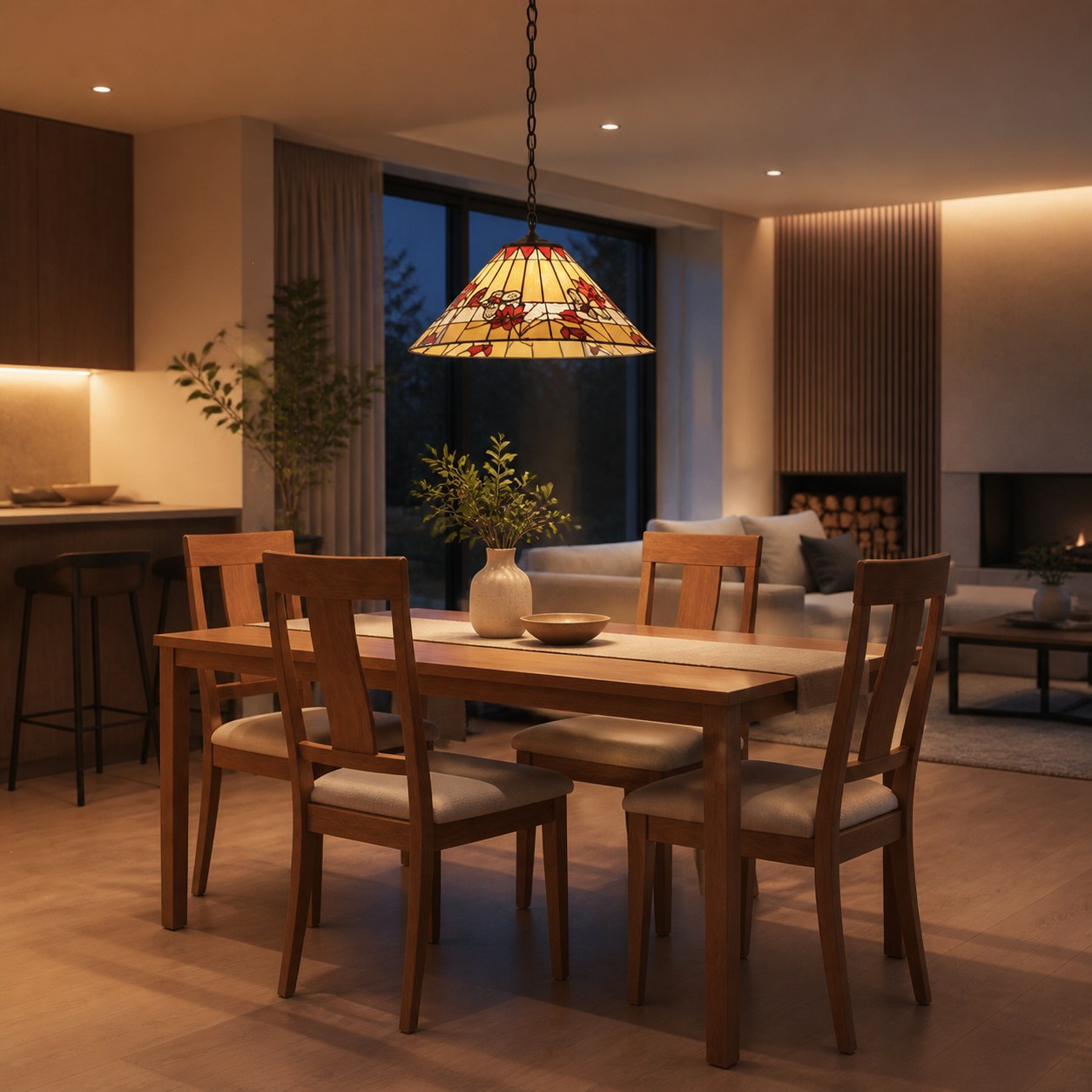 TF Butterfly Pendelleuchte – Hängelampe im Buntglas-Design für Esszimmer, Flur und Wohnzimmer