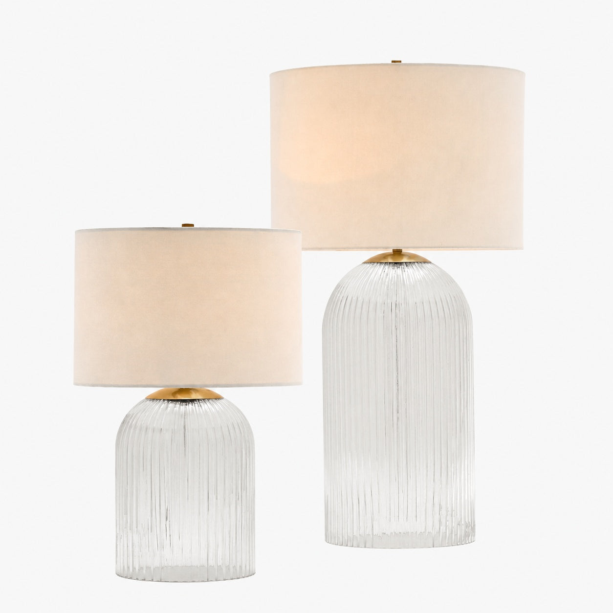 Bravira Strukturierte Glas Tischlampe mit klarer Leinen Schirm in zeitgemäßem Design für Wohnzimmer oder Homeoffice