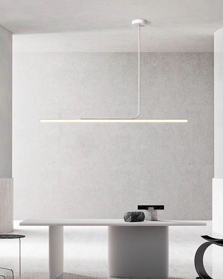 Schlanke asymmetrische lineare Pendelleuchte Schwarz-Weiß-Finish Deckenleuchte