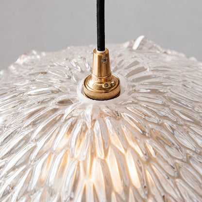 Floriaxis Floral Glass Pendant Light — Floral Glass Shade with Braided Cable for Kitchen or Dining