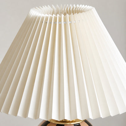 Undara Table Lamp - Pleated Fabric Shade Glass-Base Decorative Lamp for Living Room