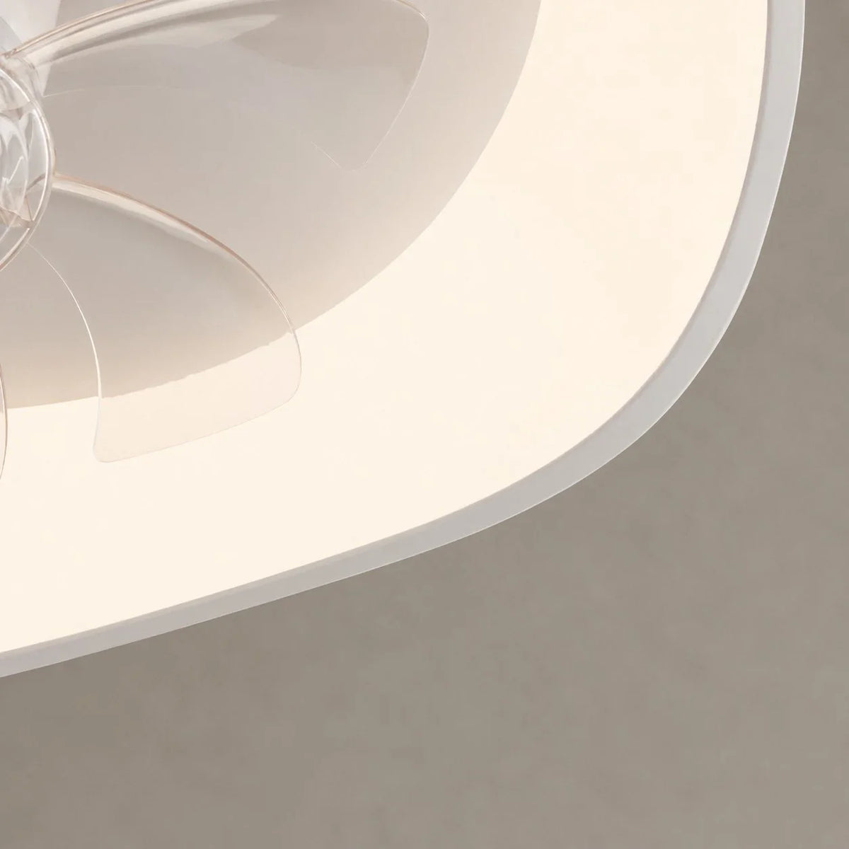 Ceiling fan light edge lighting and fan blade detail