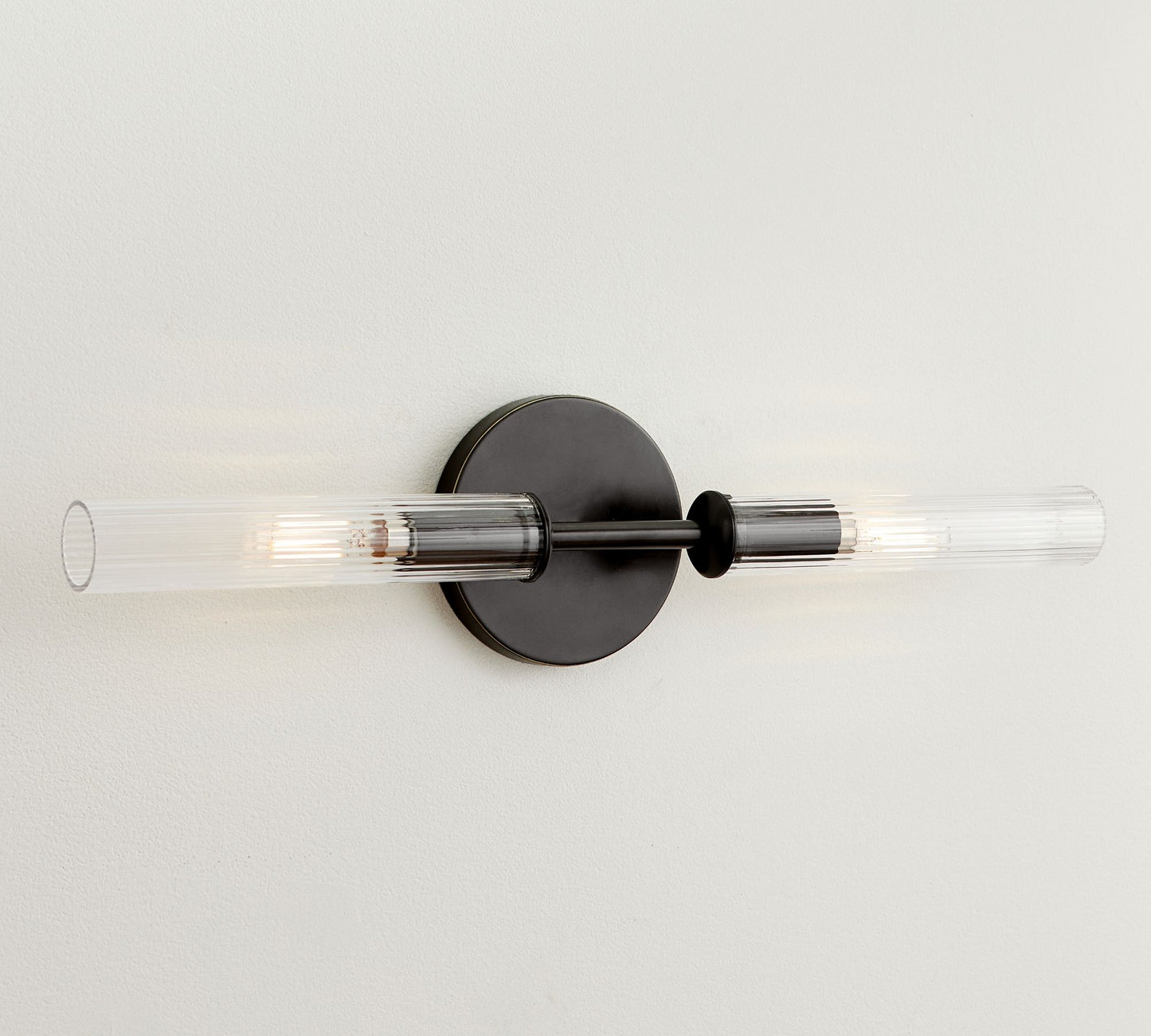 Bravira Ribbed Glass Wall Lamp - Tube Metal Light in Classic Finishes