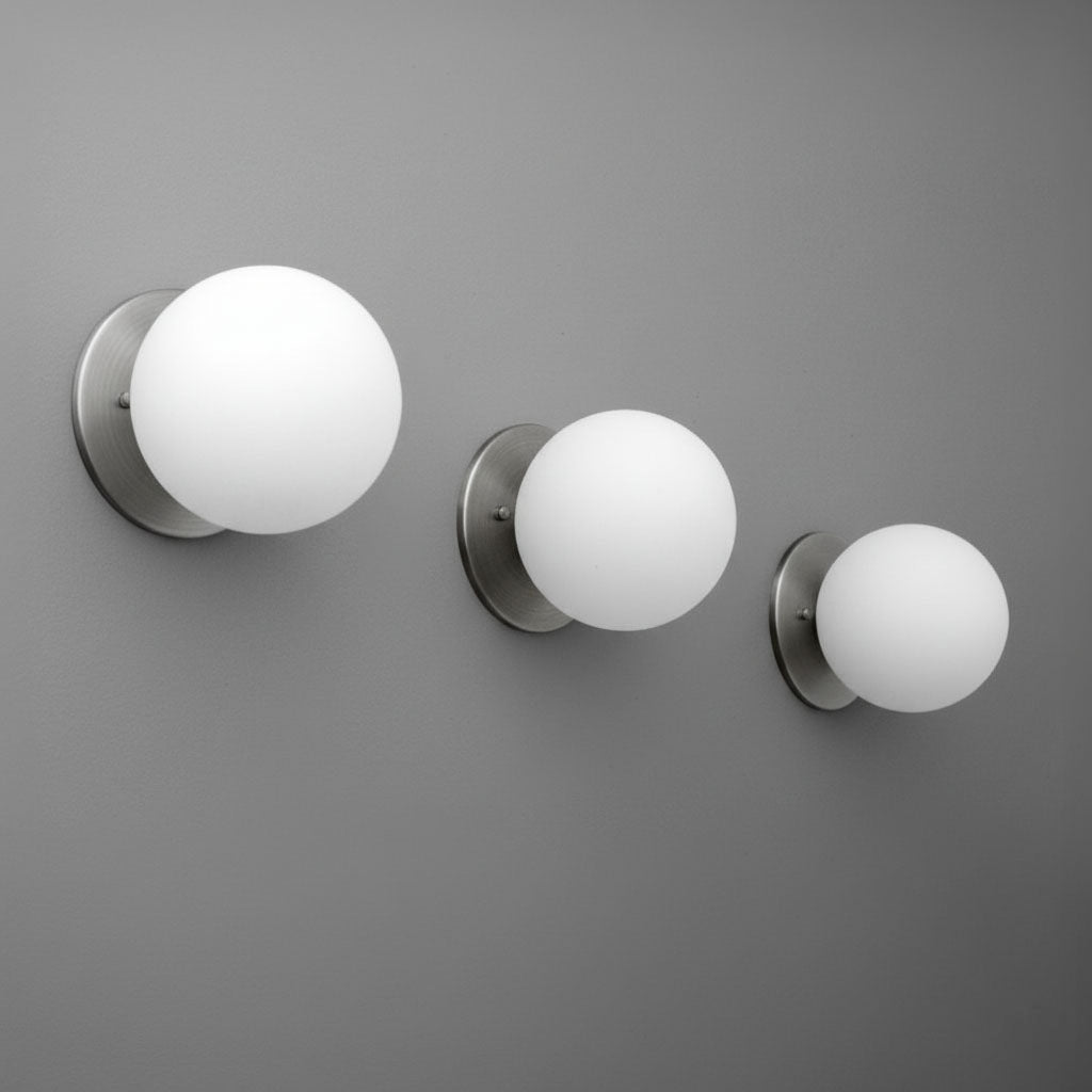 Glorica Glass Brass Wall Sconce - Frosted Globe Classic Light For Warm Ambiance