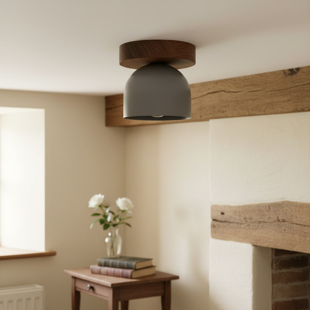 Metio Dome Ceiling Light Minimalist Wood Design for Bedrooms & Hallways