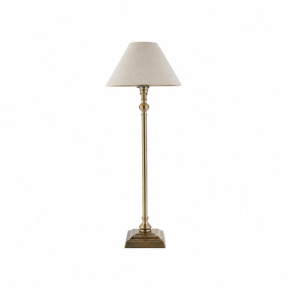 Zevatik Table Lamp with Slim Stem and Linen Shade for Bedside Lighting