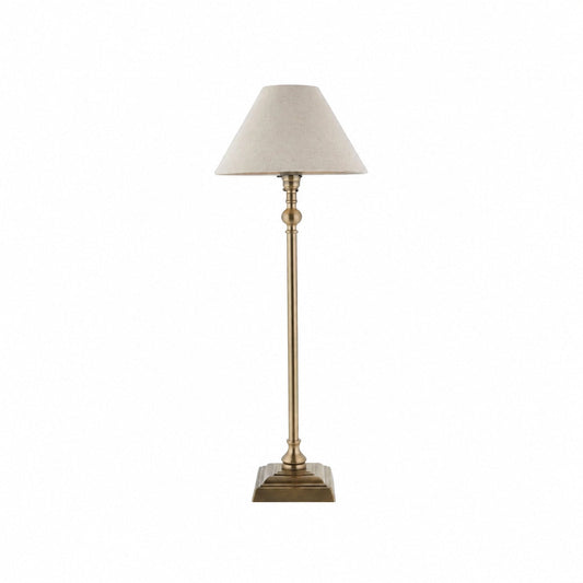 Zevatik Table Lamp with Slim Stem and Linen Shade for Bedside Lighting