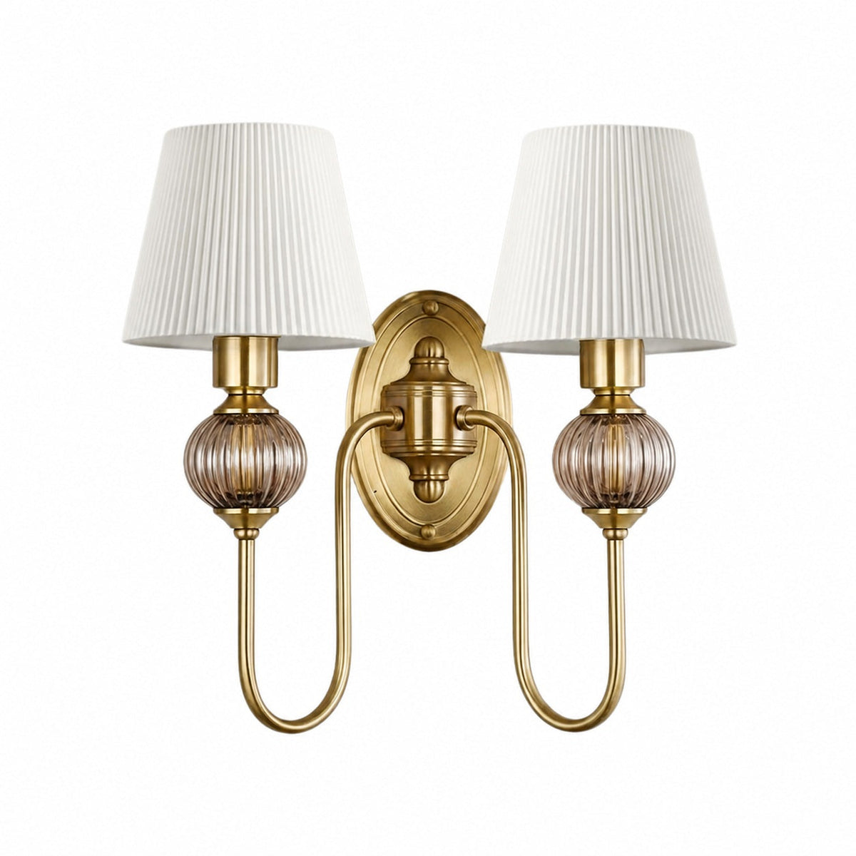 Rowanea Ceramic Wall Sconce with Fabric Shade and Metal Finish – Farmhouse Modern Hallway Light