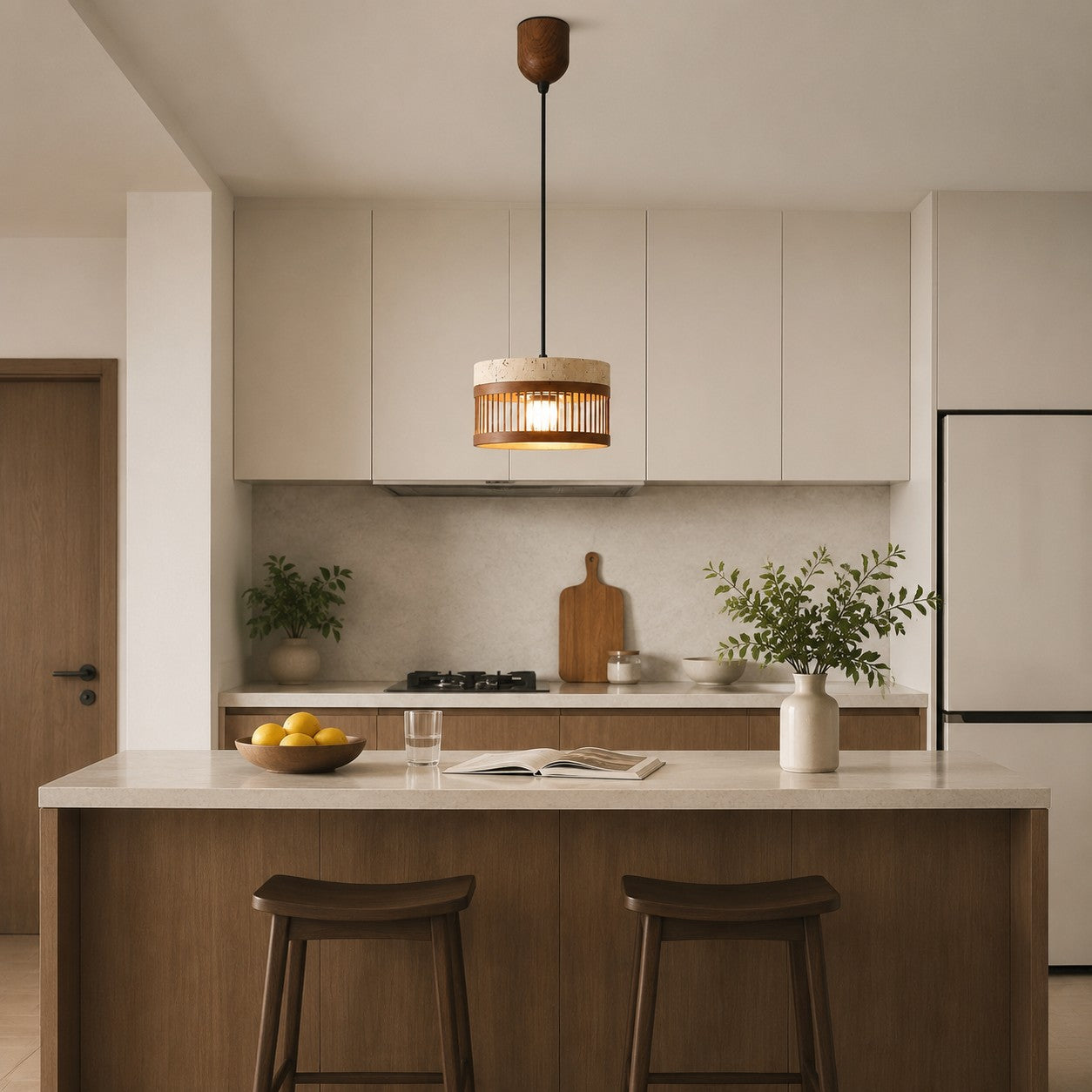 Vintage Travertine Metal Pendant Lamp for Dining Room