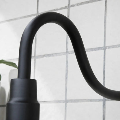 Matte black gooseneck arm and socket detail