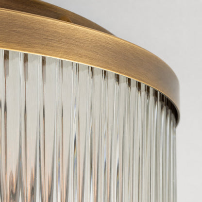 Bravira Flush Mount Ceiling Light - Ribbed & Bubbled Glass Metal Light